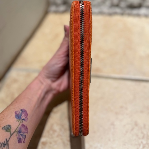 Vintage Lauren Ralph Lauren Womens Orange Pebble leather zip wallet - Picture 7 of 16